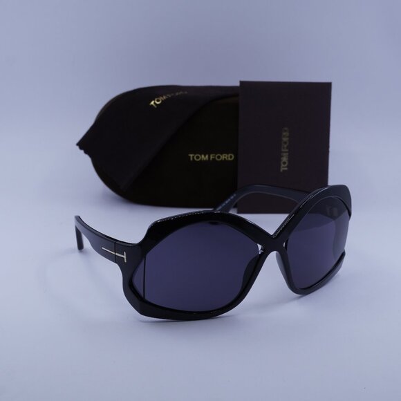 Tom Ford Cheyenne FT0903 01A Geometric Sunglasses - Shiny Black/Smoke - Picture 1 of 10